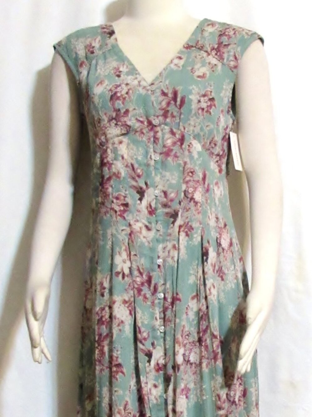 NEW Womens Ladies LUCKY BRAND Green Floral Silk Lined Ankle Dress S Orig $129